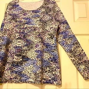 Kim Rogers long sleeve multi colored top, excellent condition.